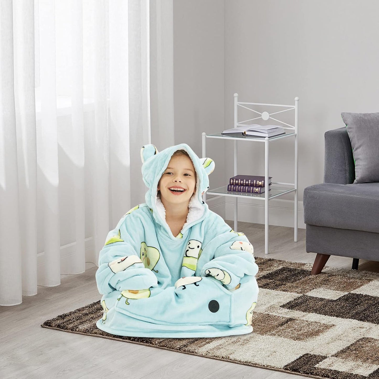 THREE POODLE Wearable Blanket Hoodie for Women, Oversized Sherpa Sweatshirt Blanket for Adults Men, Cozy Hooded Blankets, Gifts for Teen Girls Women Mom Sister