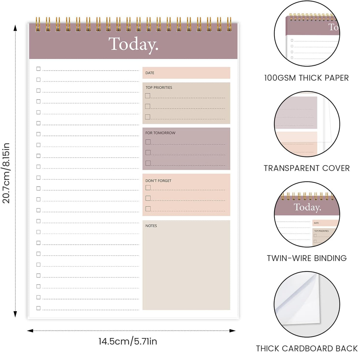 KMQOY To Do List Notepad, Daily Checklist Planner, 6.7" x 9.8", 104 Pages