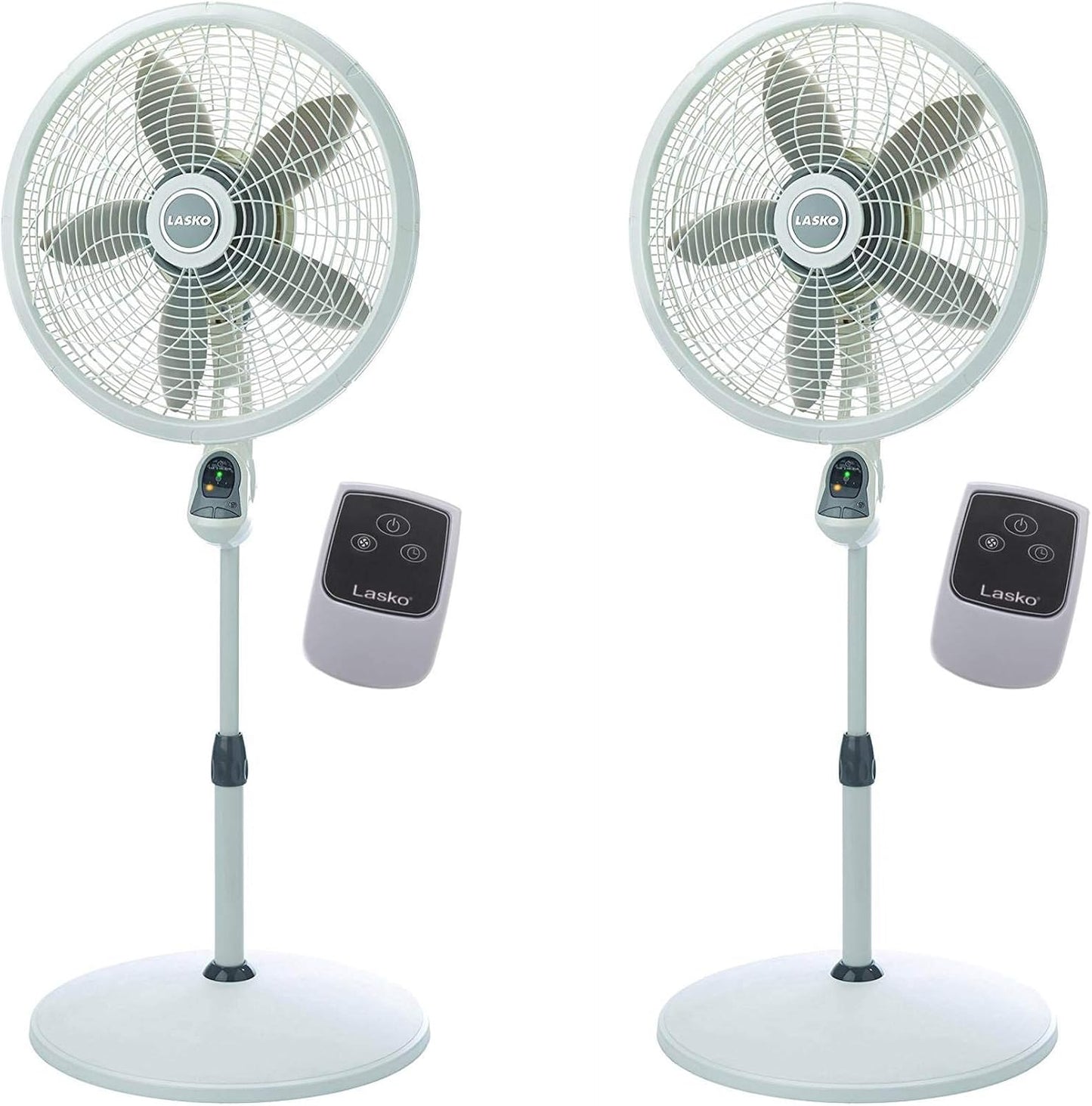Lasko Oscillating Adjustable Pedestal Stand Fan with Timer and Remote for Indoor, Bedroom, Living Room, Home Office & College Dorm Use, 16 Inch, White, 1646