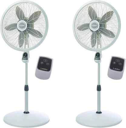 Lasko Oscillating Adjustable Pedestal Stand Fan with Timer and Remote for Indoor, Bedroom, Living Room, Home Office & College Dorm Use, 16 Inch, White, 1646