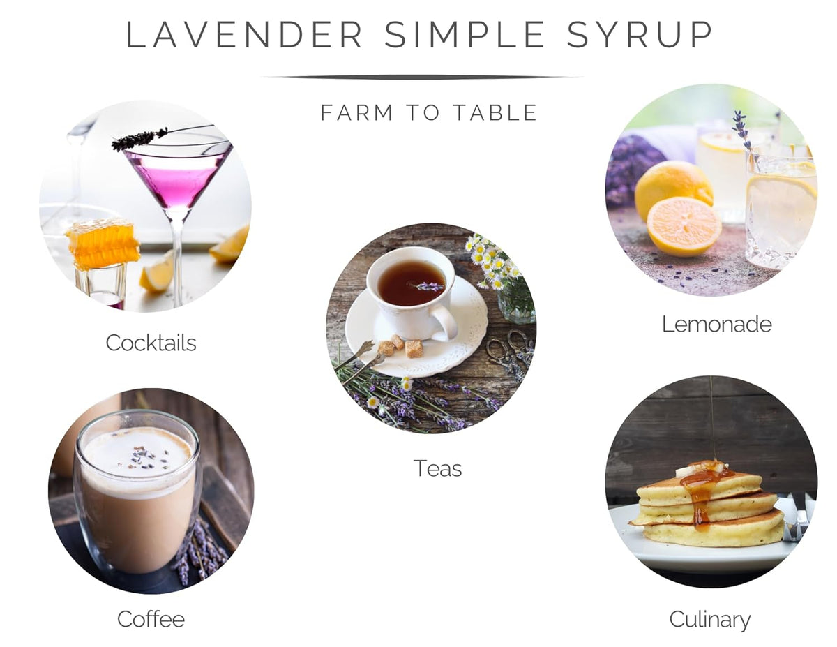 Lavender Lane Blueberry Lavender Simple Syrup, 9 oz - USA Lavender Farm, For Cocktails, Lemonade, Tea, Desserts, Mocktails