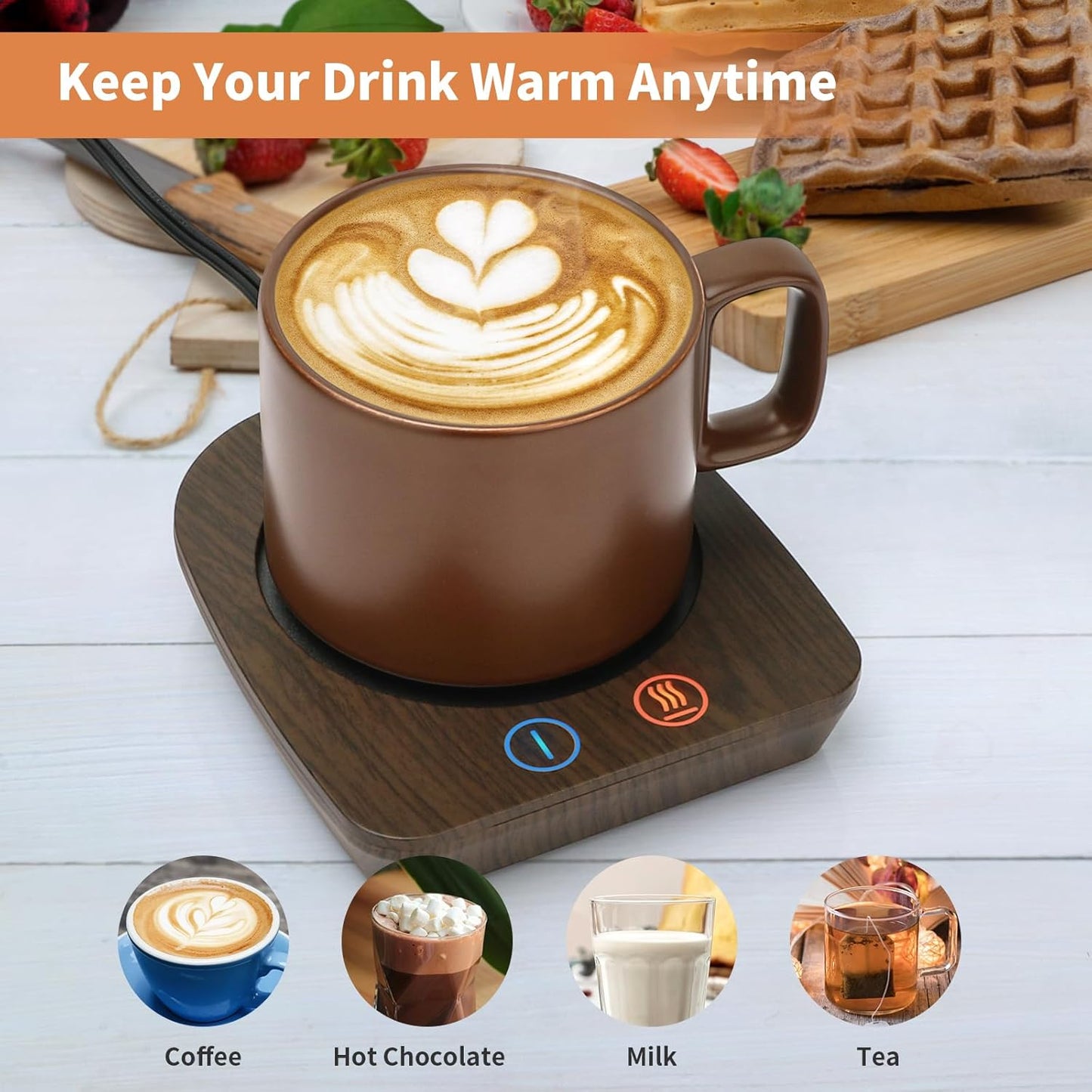 VOBAGA Mug Warmer& Coffee Mug Warmer for Office Desk Use, Candle Warmer with Three Temperature Settings, Coffee Warmer Plate for Cocoa Tea Water Milk with Auto Shut Off After 4 Hours, for Ideal Gifts