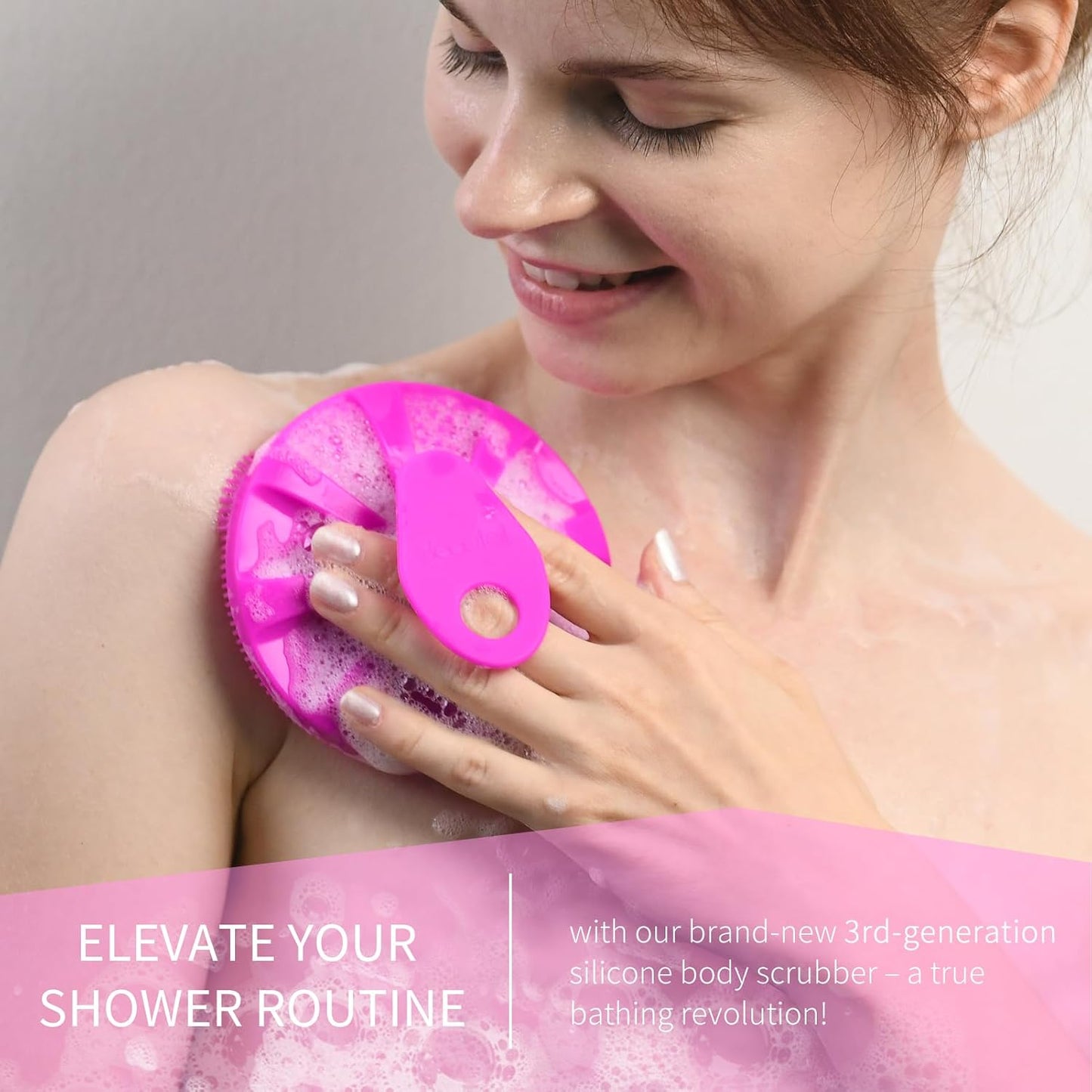 Silicone Body Scrubber 2 Pack, BEAUTAIL Shower Bath Scrubber, More Hygienic Than Traditional Loofah, Lather Nicely, Gentle Exfoliating Brush for Women Men Baby Sensitive Skin, Black+Purple