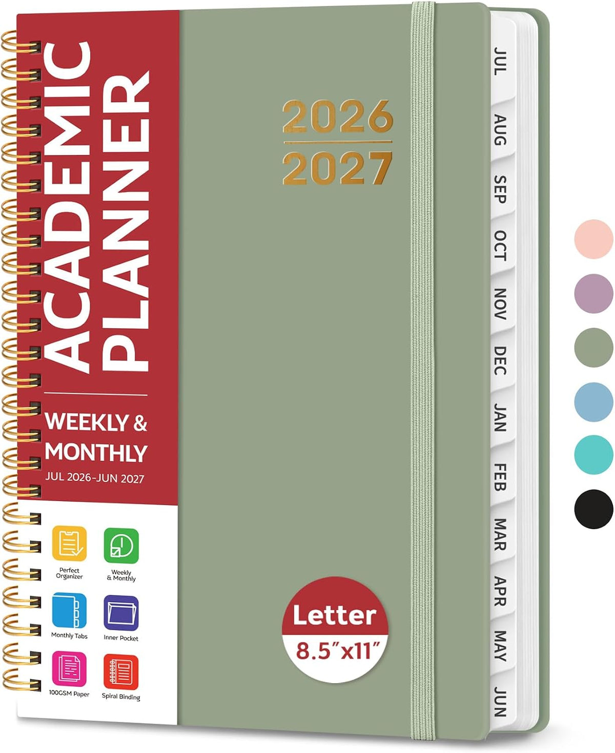 Taja Planner 2026-2027, Jul 2026-Jun 2027 Monthly & Weekly Calendar Book - Colors B