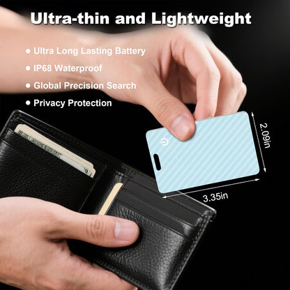 Wallet Tracker Card, Slim Rechargeable Bluetooth Item Locator, Smart Finder Compatible with Apple Find My for Wallet, Luggage, Passport, IP68 Waterproof (iOS Only) (Carbon Fiber Black)