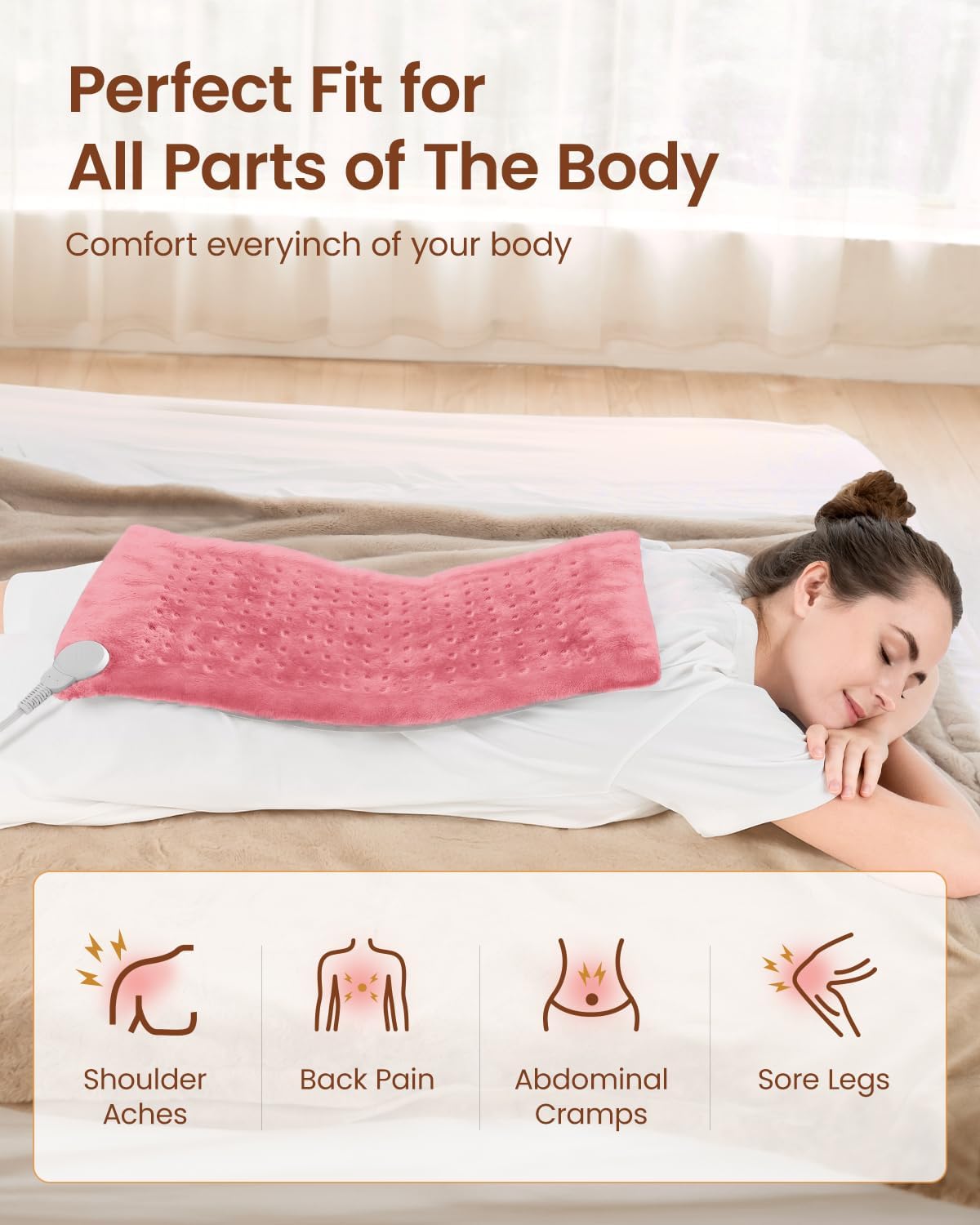 RENPHO Heating Pad for Back & Period Cramps, FSA Eligible & HSA Store, Fathers Day Dad Gifts for Men & Birthday Gifts for Women, 12" x24‘’ Electric Heat Pad for Neck and Shoulder, ETL Certified, Gray