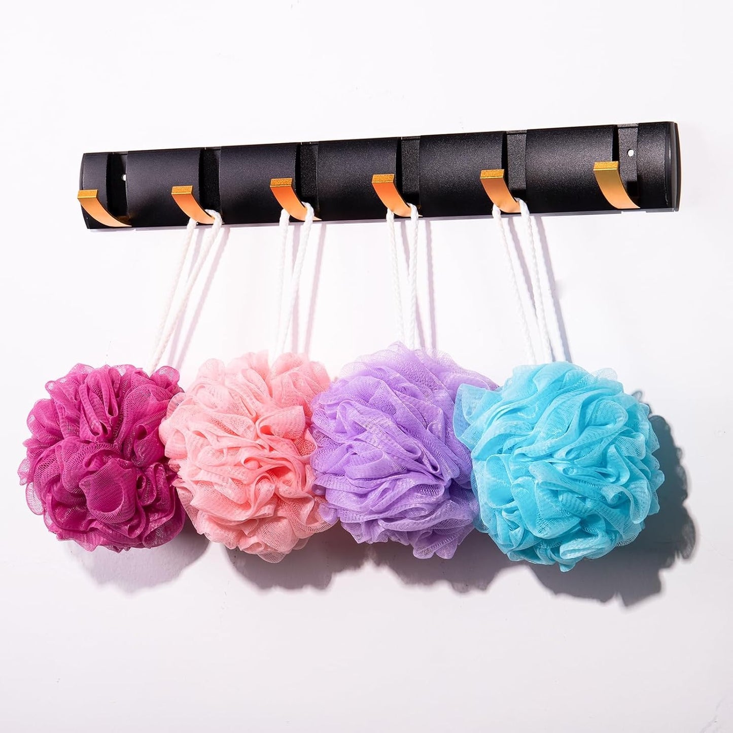 MTDLYICE Loofah Sponge XXL-100g 4 Pack, Bath Sponge Soft Mesh Shower Puff Loofah for Men, Exfoliating Body Scrubber for Women, Shower Accessories (Black)
