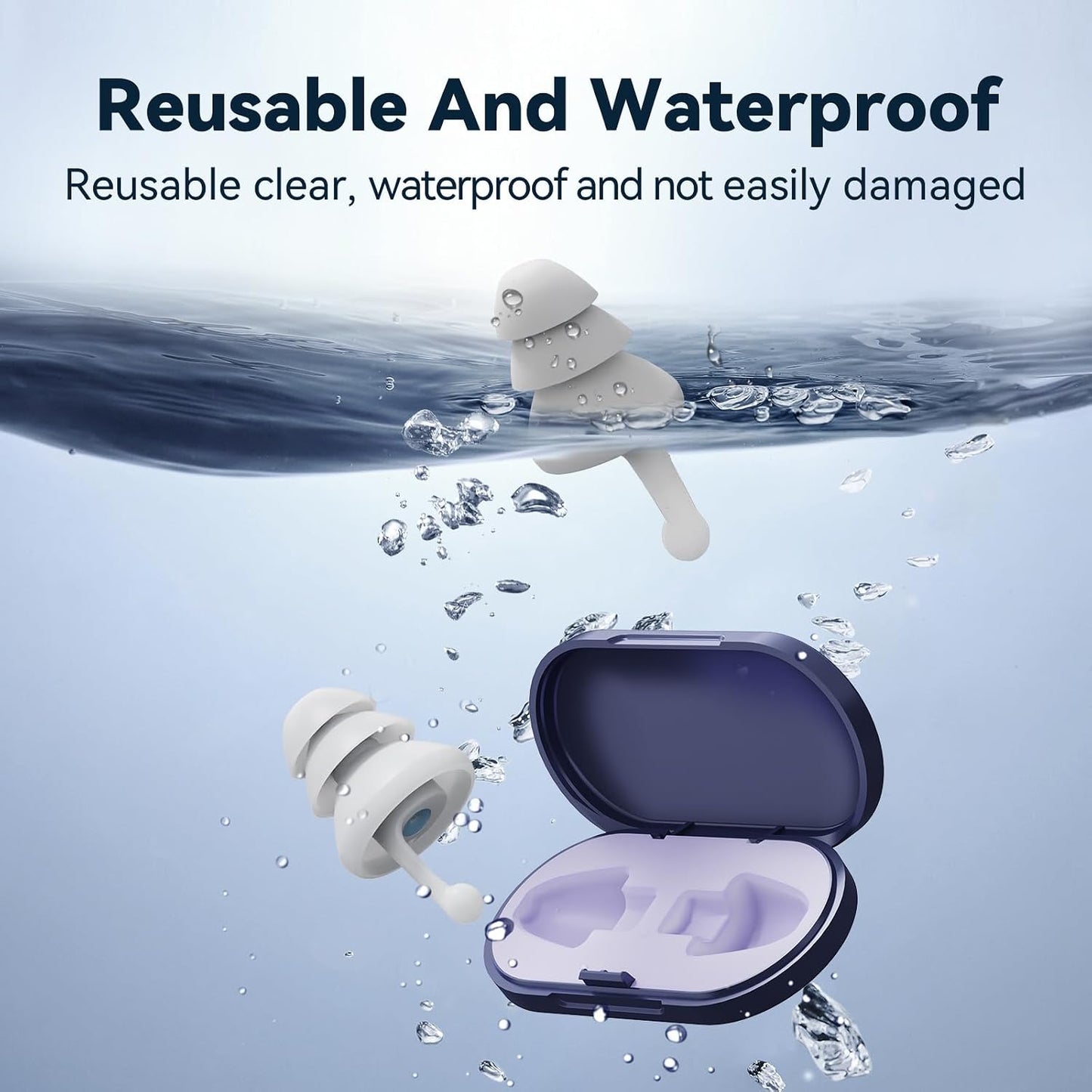 Ear Plugs for Sleeping, Reusable Soft Silicone Earplugs for Noise Reduction (35dB) Hearing Protection, 3D Oval Design for Side Sleepers, Noise Cancelling Earbuds, 2 Pairs (S + M/L)