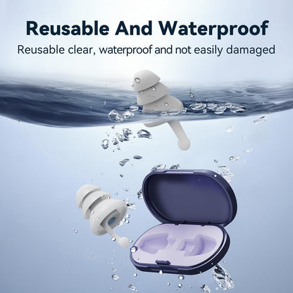 Ear Plugs for Sleeping, Reusable Soft Silicone Earplugs for Noise Reduction (35dB) Hearing Protection, 3D Oval Design for Side Sleepers, Noise Cancelling Earbuds, 2 Pairs (S + M/L)