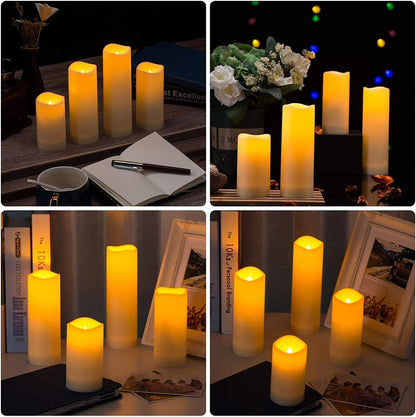 24 Pcs LED Flameless Candles with Remote, 3D Flickering Flame & LED String Lights, Acrylic Clear Cylinder, Timer Function, Romantic Ambience for Home Decor, Party, Wedding (Ivory).