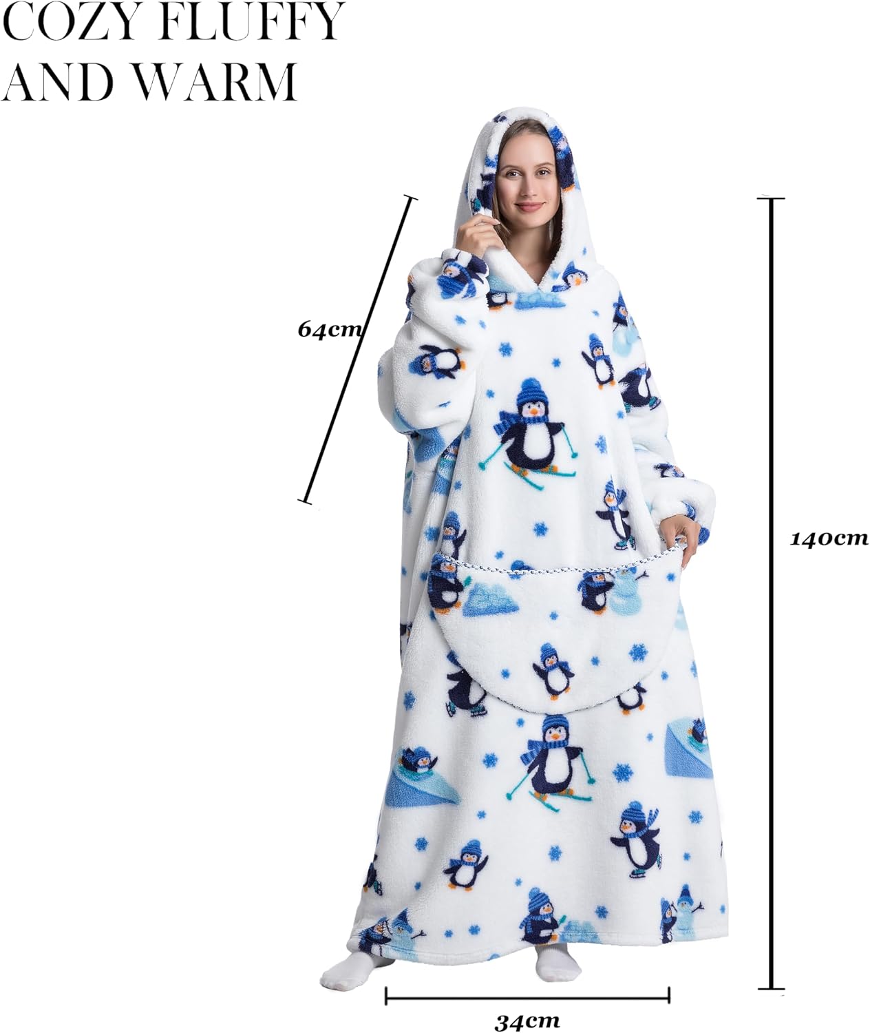 Capecage Blanket Hoodie, Long Hooded Blanket Sweatshirt as Birthday Gifts for Women Men, Long Wearable Blanket for Women Men.