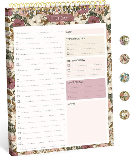 Taja To Do List Notepad - To Do List Notebook for Work with 52 Sheets, 9.8" x 6.5", Undated Daily Planner Perfect for Daily Tasks and Goal Setting, Notepad Suitable for Office, Home & School - Violet Dream