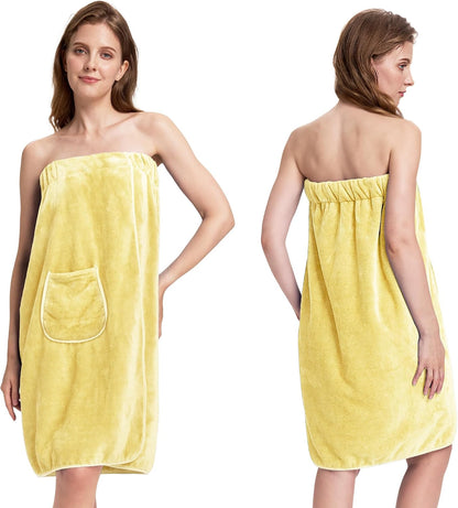 PJGGZ Towel Wrap for Women, Adjustable Button Quick Dry Absorbent Bath Wrap