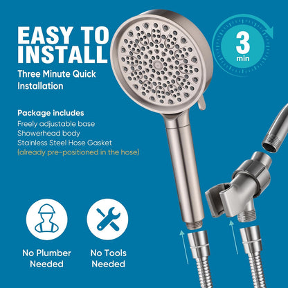 Cobbe Filtered Shower Head with Handheld, High Pressure 6 Spray Mode Showerhead with Filters, Water Softener Filters Beads for Hard Water - Remove Chlorine - Reduces Dry Itchy Skin, Chrome