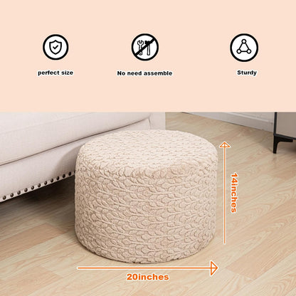 Round Pouf Ottoman 20 x 20 x 14 Inches Boho Poof Home Decor Floor Pouffe Ottoman Foot Rest for Couch Sofa Bean Bag Chairs Living Room Bedroom (Green)