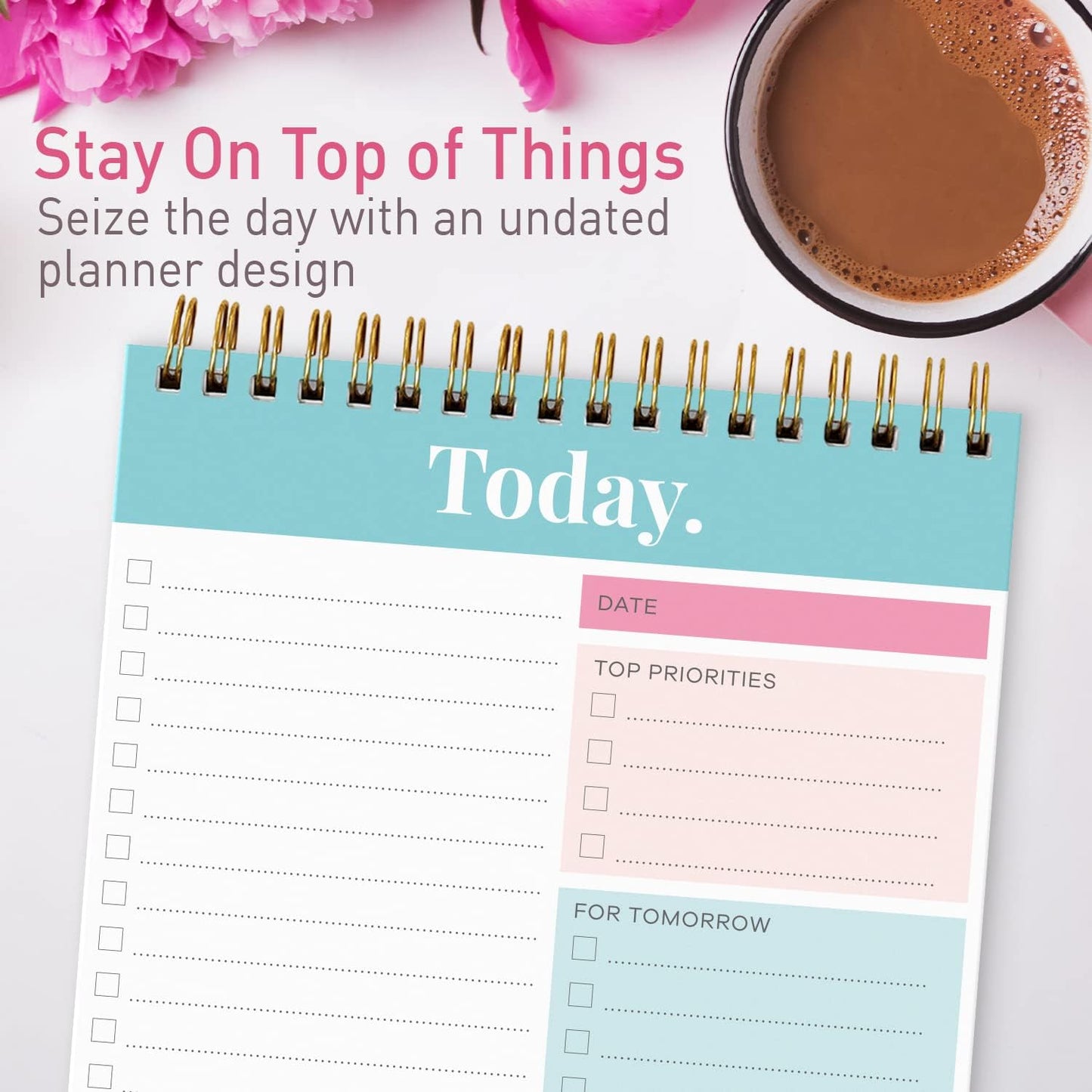 Sweetzer & Orange Daily & Weekly To Do List Notepad – Undated Work Planner & Organizer with Wish List Section, 52-Sheet Coiled Task Pad for Productivity – SET OF 4 To Do List Notebook for Work
