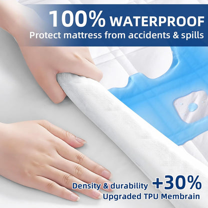 Queen Mattress Protector Waterproof, Mattress Pad Fitted Deep Pocket 8"-21"