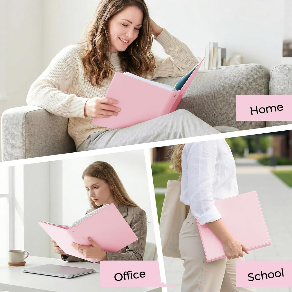 SKYDUE 1 Inch 3 Ring Binder with 8 Tab Dividers & 24 Labels, Pastel Binder Organizer for Letter Size Paper, Aesthetic School Binder for Notes, Documents, Office & Home Organization, Purple
