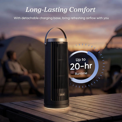 LEVOIT Tower Fan for Bedroom, 20dB Quiet Desk Fan with 23ft/s, Portable & Easy to Carry, 3-Angle & 5-Speed Mini Oscillating Fan, DC Motor, Bladeless, Remoter, 12H Timer, for Home, Room, Office, White