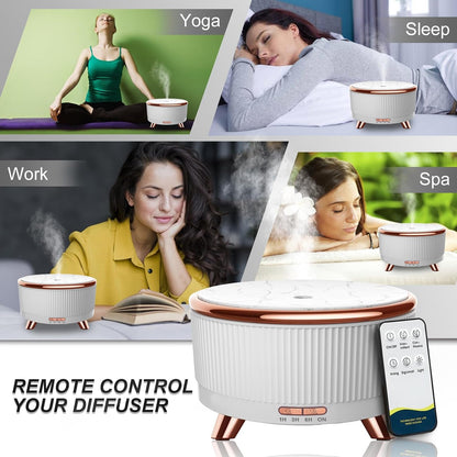 Diffusers for Essential Oils Large Room, 500ml Aromatherapy Diffuser Cool Mist Humidifier with Remote Control,7 Colors Lights & 5 Mist Mode Waterless Auto Off for Women Office Home