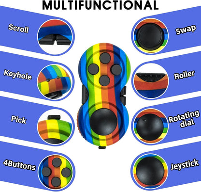 Original Fidget Toy Game, Rubberized Classical Controller Fidget Concentration Toy with 8-Fidget Functions and Lanyard - Excellent for Relieving Stress and Anxiety