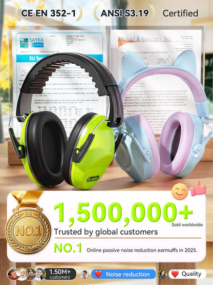 Dr.meter Ear Muffs for Noise Reduction: 27.4SNR Noise Cancelling Headphones for Kids Adults, EM100 Adjustable Hearing Protection Earmuffs for Monster Jam, Autism Sensory, Concerts, Fireworks