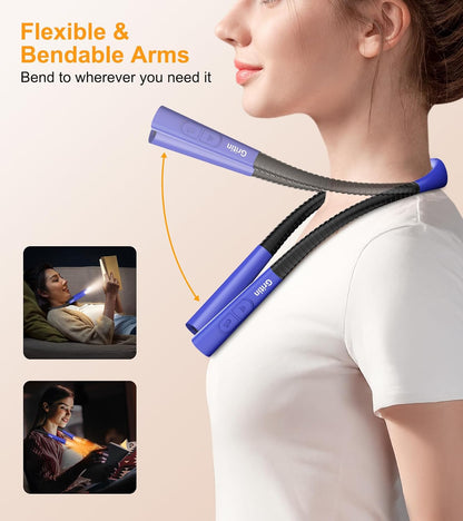 Gritin Book Light,Eye Caring 3 Colors & Stepless Dimming Neck Reading Light