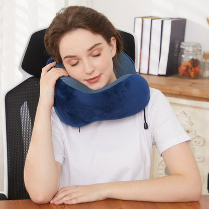 TALLGO Travel Pillow, Best Memory Foam Neck Pillow Head Support Soft Pillow for Sleeping Rest, Airplane Car & Home Use (Black)
