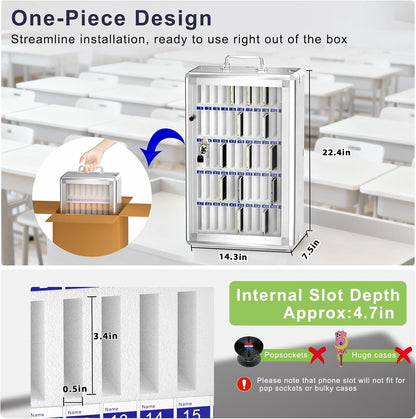 Aluminum Alloy Cell Phone Lock Box, Phone Holder for Classroom, 36 Slots