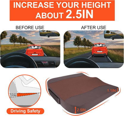 Lofty Aim Car Seat Cushion, Comfort Memory Foam Car Cushions for Driving - Sciatica & Lower Back Pain Relief, Driver Seat Pillow for Auto, Office Chair, Wheelchair - Black
