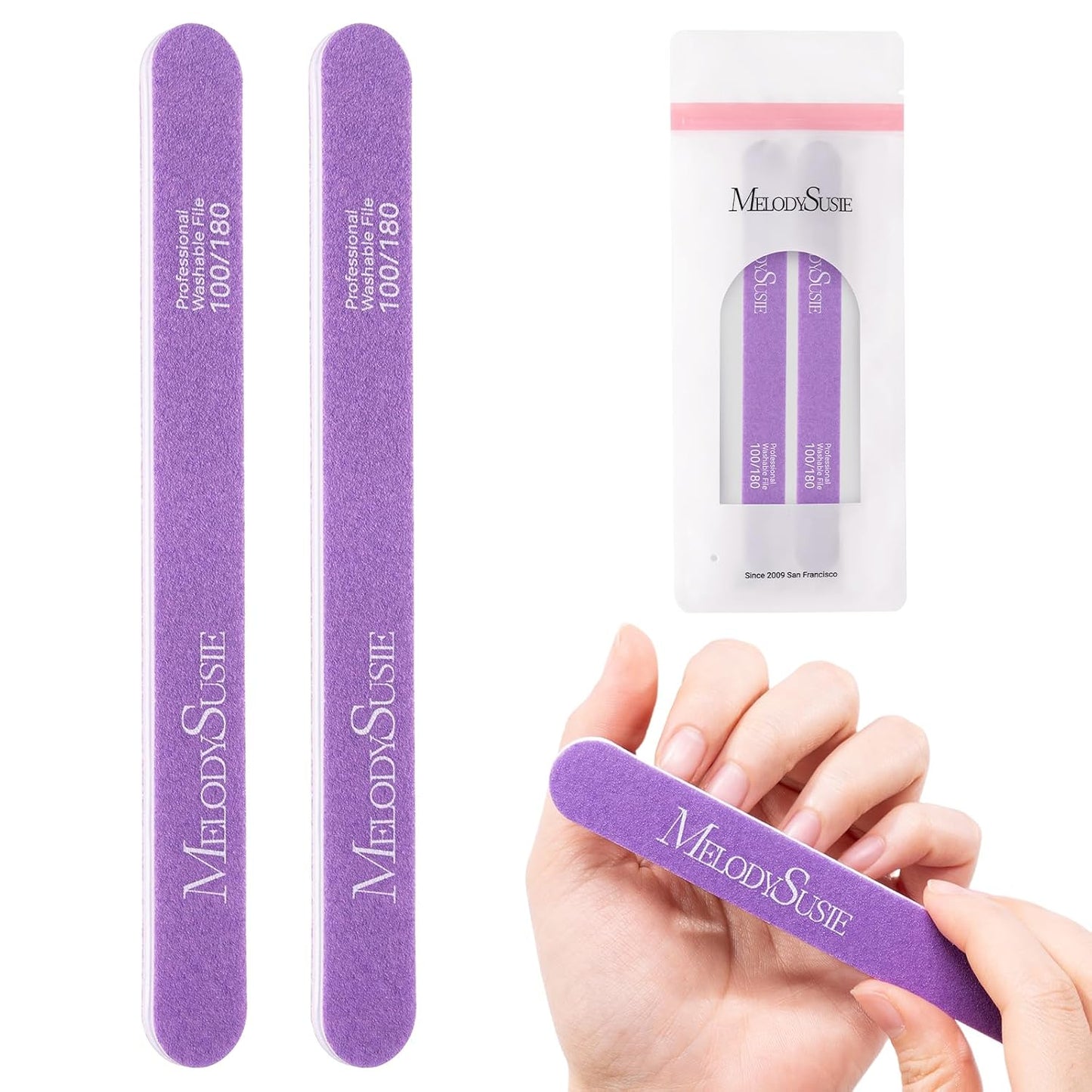 MelodySusie 16Pcs Professional Nail Buffer Kit,Nail Files and Buffers,Nail Buffer Block,Nail Brush, Nail File Buffers Kit for Natural Nails,DIY,Home Use,Salon（100/180 Grit）