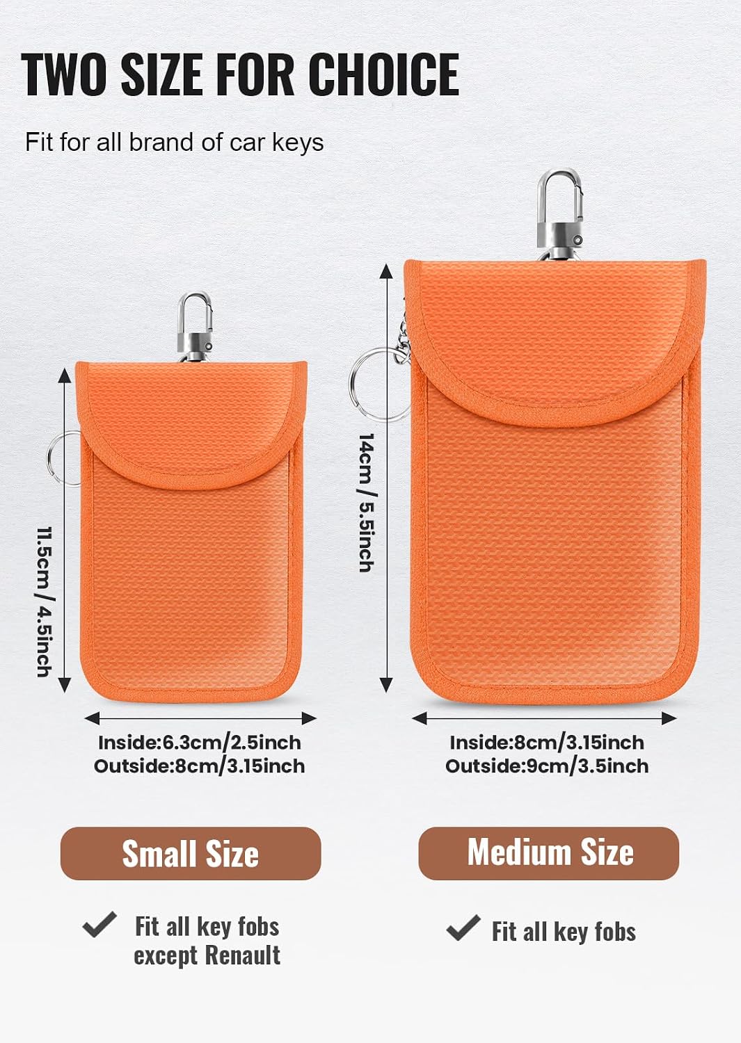 Faraday Pouch for Car Keys, Faraday Bag, Car RFID Signal Blocking Holder, Key Fob Protector, Key fob cage Block Signal Anti-Theft Fob Case (2 Pack)