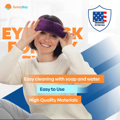SunnyBay Microwavable Heated Eye Mask for Dry Eyes, Moist Cold and Warm Compress for Eyes with Elastic Strap and Unscented Hydra Bead Filling, Washable Soft Plush Material, 7.9 x 4.3 Inches