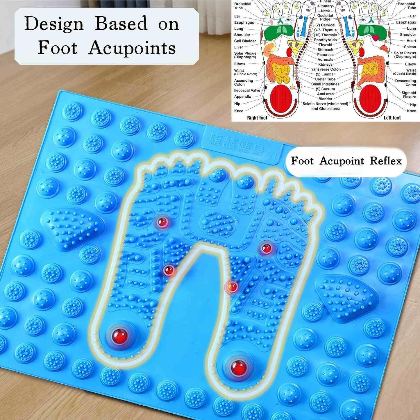 Acupressure Foot Massage Mat with 6 Magnetic Beads, Reflexology Pressure Relief Pad, Thickened Magnetic Therapy Mats for Home and Office Use