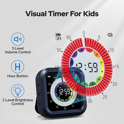 Visual Timer for Kids with Color Display Kitchen Timer 1500mAh Battery