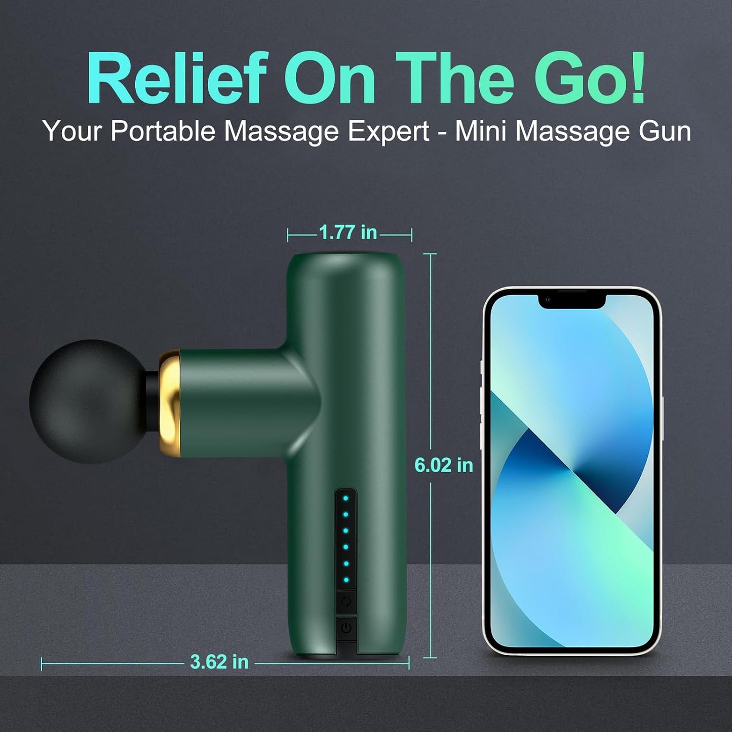 Mini Massage Gun Pocket-Sized Massage Gun Deep Tissue Quiet, Portable Percussion Muscle Travel Massager Gun, Back/Neck Massager for Pain Relief Deep Tissue (Gray)