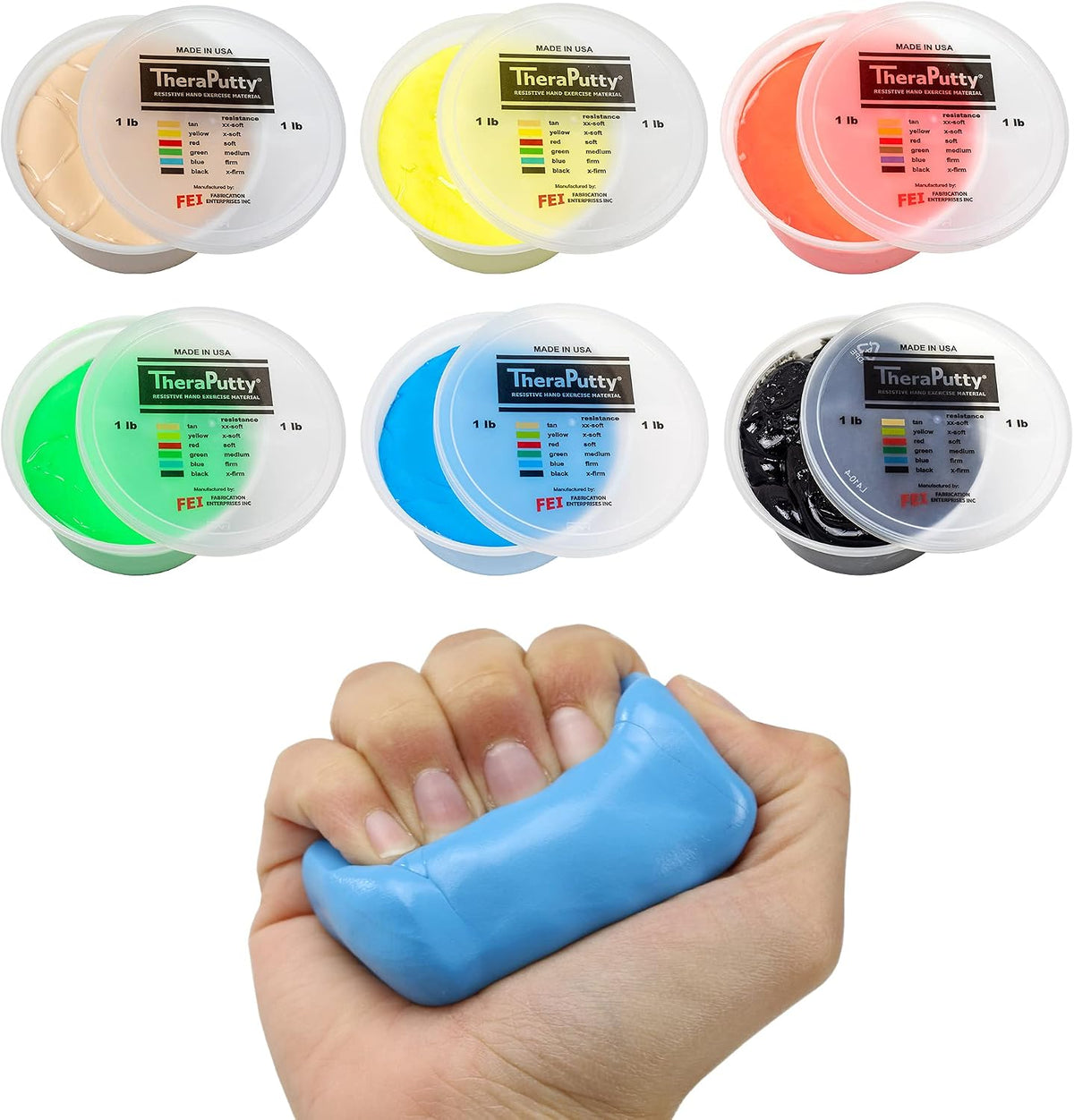 CanDo TheraPutty Standard Hand Exercise Putty for Rehabilitation, Exercises, Hand Therapy, Occupational Therapy, Hand Strengthening, Improve Motor Skills, Stress Relief