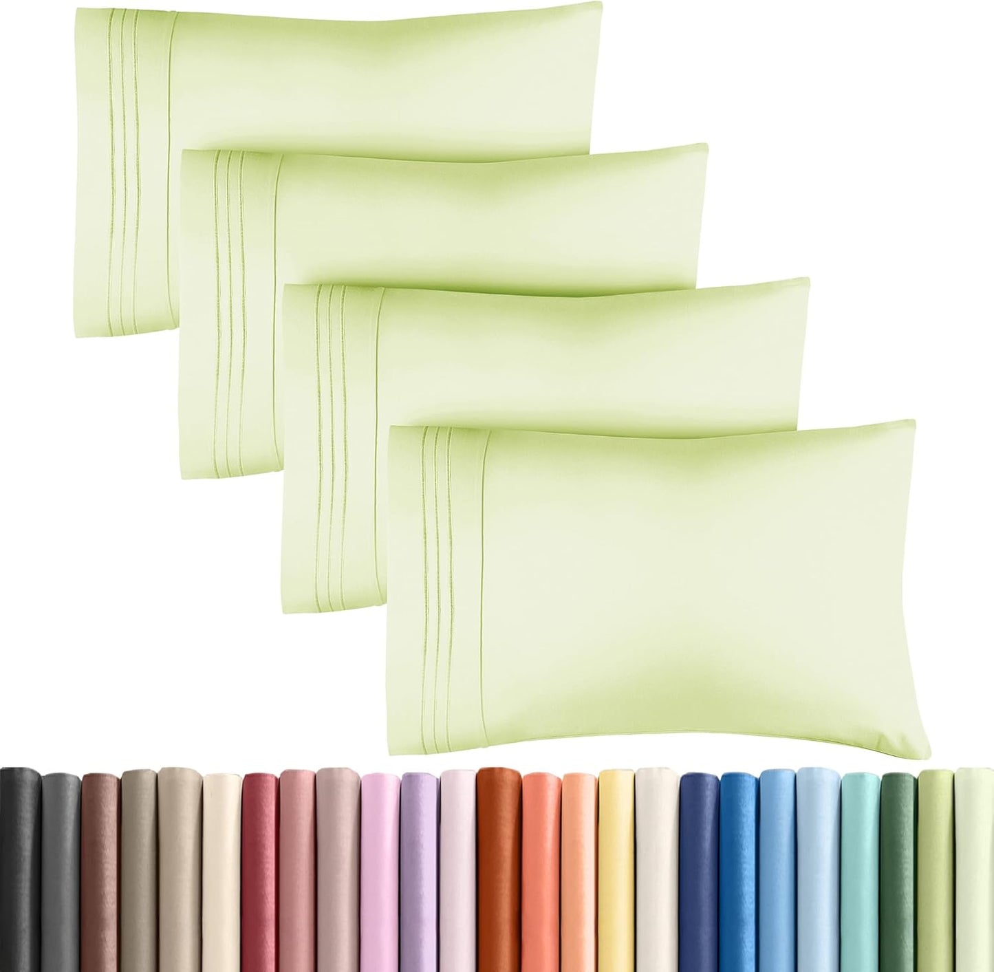 Standard Pillow Cases Set of 10 - Ultra Soft Hotel Quality Pillowcase Covers - Comfy, Cozy & Wrinkle Free - Shrink, Stain and Fade Resistant - Machine Washable Pillow Protectors - 10 Pcs Set - White - Colors A