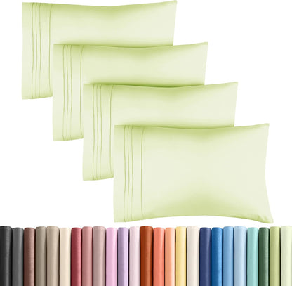 Standard Pillow Cases Set of 10 - Ultra Soft Hotel Quality Pillowcase Covers - Comfy, Cozy & Wrinkle Free - Shrink, Stain and Fade Resistant - Machine Washable Pillow Protectors - 10 Pcs Set - White - Colors A