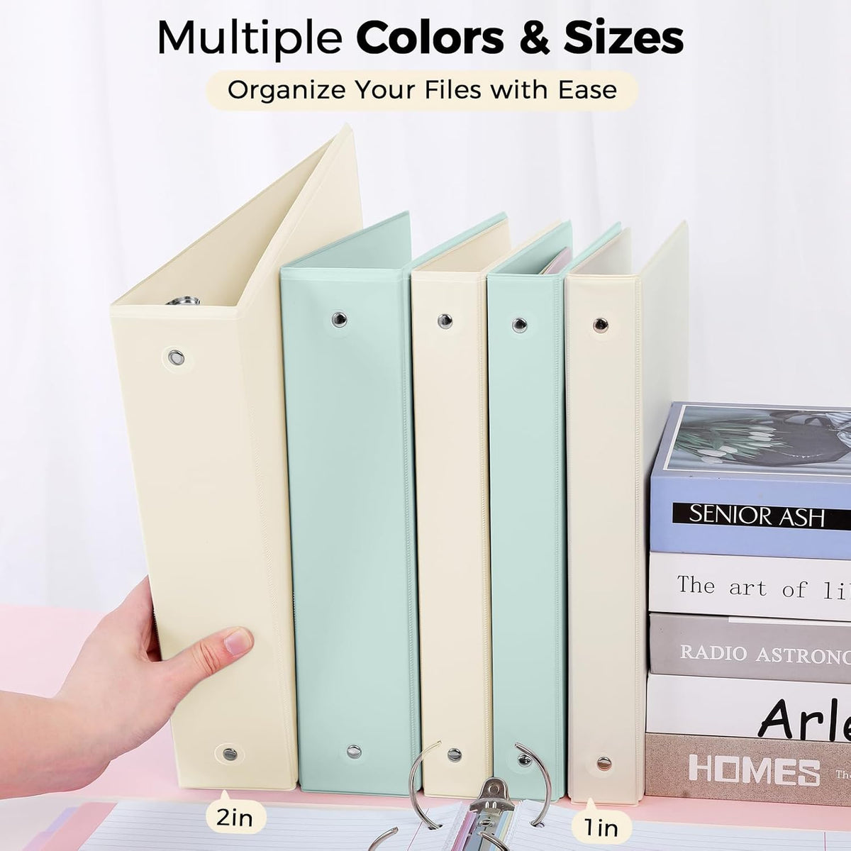SKYDUE 1 Inch 3 Ring Binder with 8 Tab Dividers & 24 Labels, Pastel Binder Organizer for Letter Size Paper, Aesthetic School Binder for Notes, Documents, Office & Home Organization, Purple