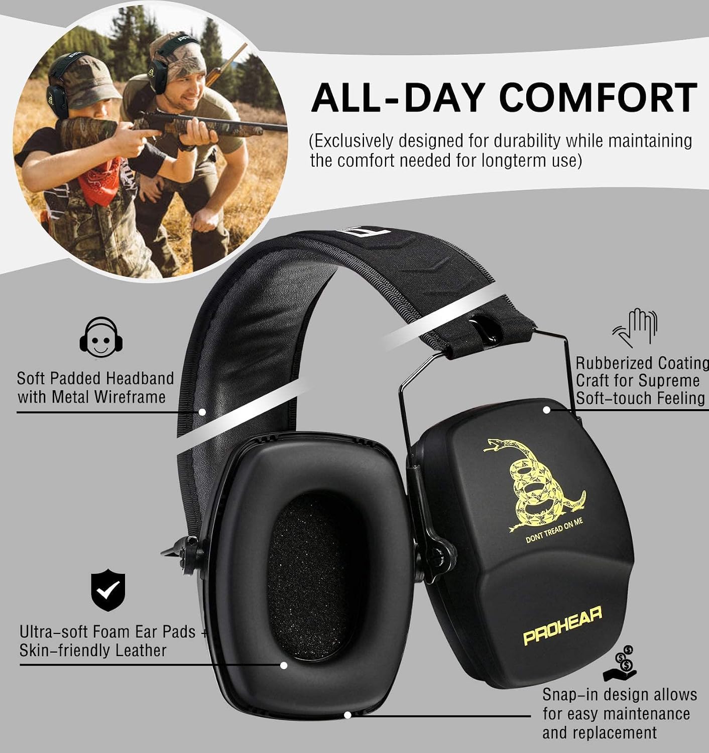 PROHEAR 016 Shooting Ear Protection Earmuffs 2 Pack, NRR 26dB for Gun Range, Hunting -Black and Green