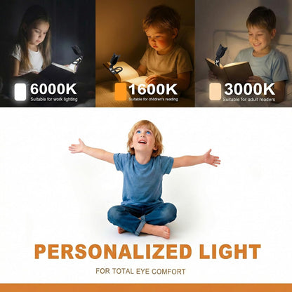 Rechargeable Kids Book Light, Cute Bookmark Reading Light for Kids, Dimmable Portable LED Book Light for Reading in Bed, Eye-Caring Bedtime Reading Lamp for Children & Travel, Black