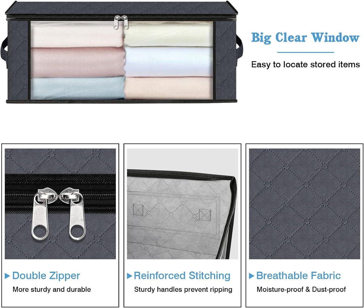 HomeHacks Clothes Organizer Storage Bags, 35L Storage Bins, Gray