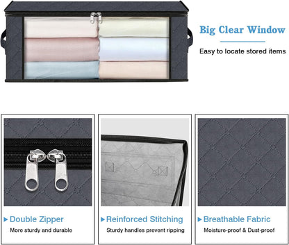 HomeHacks Clothes Organizer Storage Bags, 35L Storage Bins, Gray