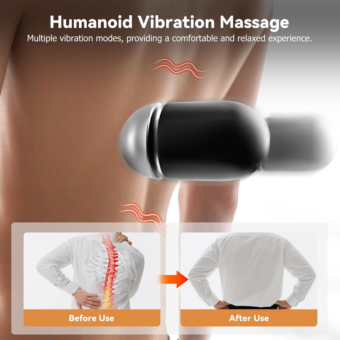 3 in 1 Smooth Spine Triple Fusion Back Massager,Sciatica Pain Relief Device with Heat & Vibration &Stretching, Back Massager for Pain Relief Deep Tissue, Lumbar Pillow for Office Home Use