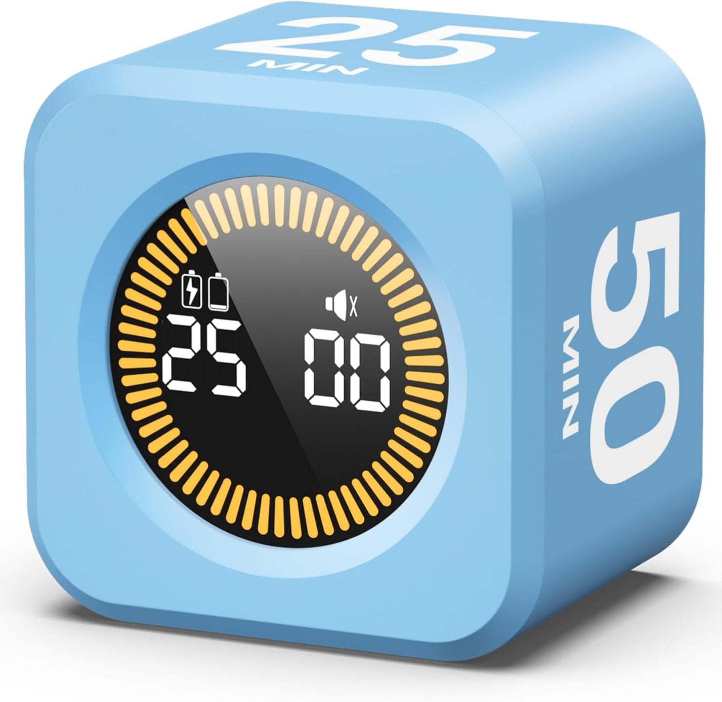 KADAMS Pomodoro Timer – Visual Cube with 5/10/30/60 Min Presets, LED Countdown Ring & Count Up Mode, Silent Flip Productivity Timer for Study, Classroom, Office, Cooking