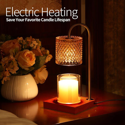 TigQiang Candle Warmer Lamp with Timer Dimmer, Birthday Gifts for Women Mom, House Warming Gifts, Elegant New Home Decor, Wax Warmer for Jar Candles, Heater Lamp for Scented Wax, Amber Glass