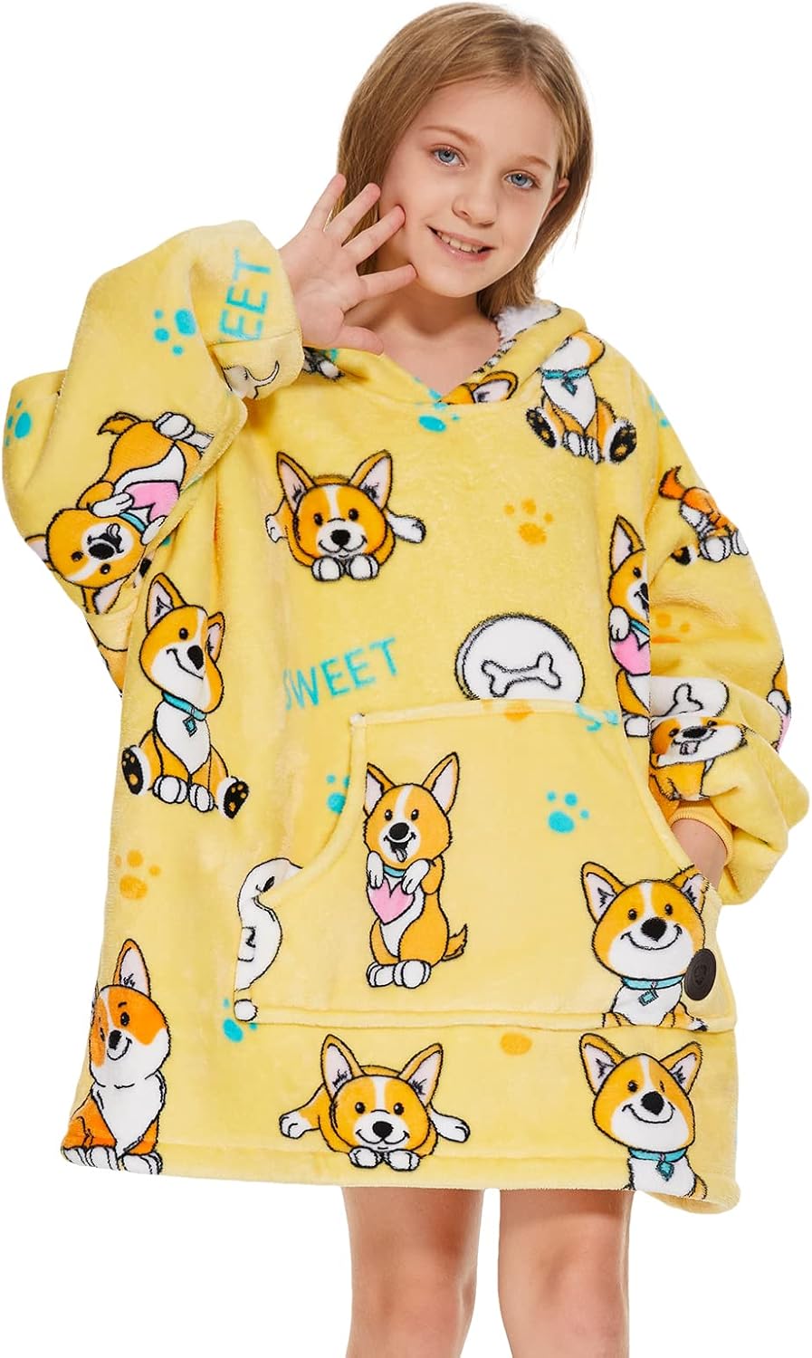 THREE POODLE Wearable Blanket Hoodie for Women, Oversized Sherpa Sweatshirt Blanket for Adults Men, Cozy Hooded Blankets, Gifts for Teen Girls Women Mom Sister