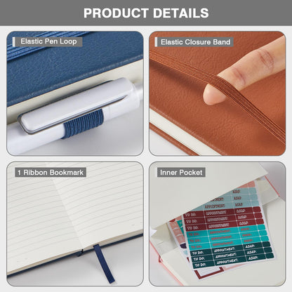 NIRMIRO (3 Pack) Pocket Notebook Small Journal with Pen, 3.7" x 5.7", A6 Mini Notebook for Women Men Work Writing, Hardcover Small Pocket Notepad with 100Gsm Premium Thick Lined Paper, Black Leather