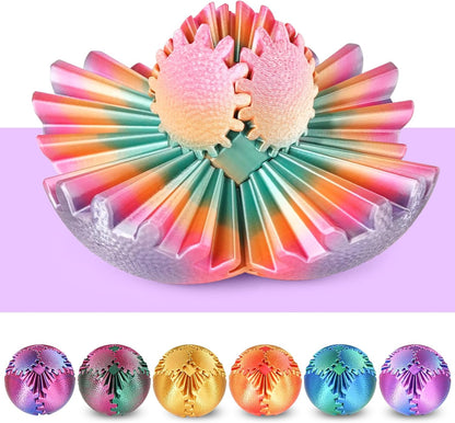 Gear Ball Fidget Toys Steampunk Gear Sphere Stress Relief for Kids Adults 3D Printed Unique Funny Birthday Gift for Christmas White Elephant Stocking Stuffer Easter (Ombre Purple, Dia. 2.5" )